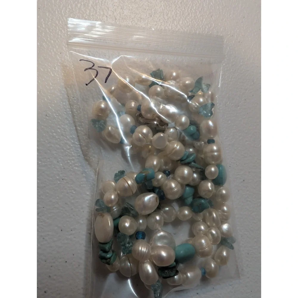 Faux Aquamarine Fresh Water Pearl Turquoise Necklace Siren Mermaid Core Statemen